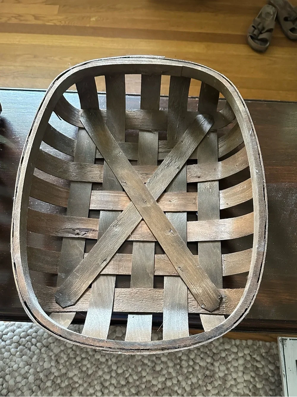 Rustic Brown Woven Wood Home Accent Basket - Set of 2